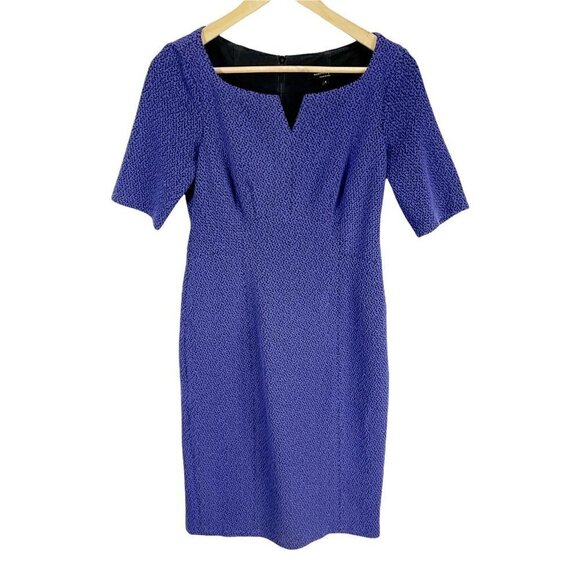 Nanette Lepore Womens Sheath Dress Blue Stretch Notch Neck Lined Zipper 4 - Picture 1 of 5